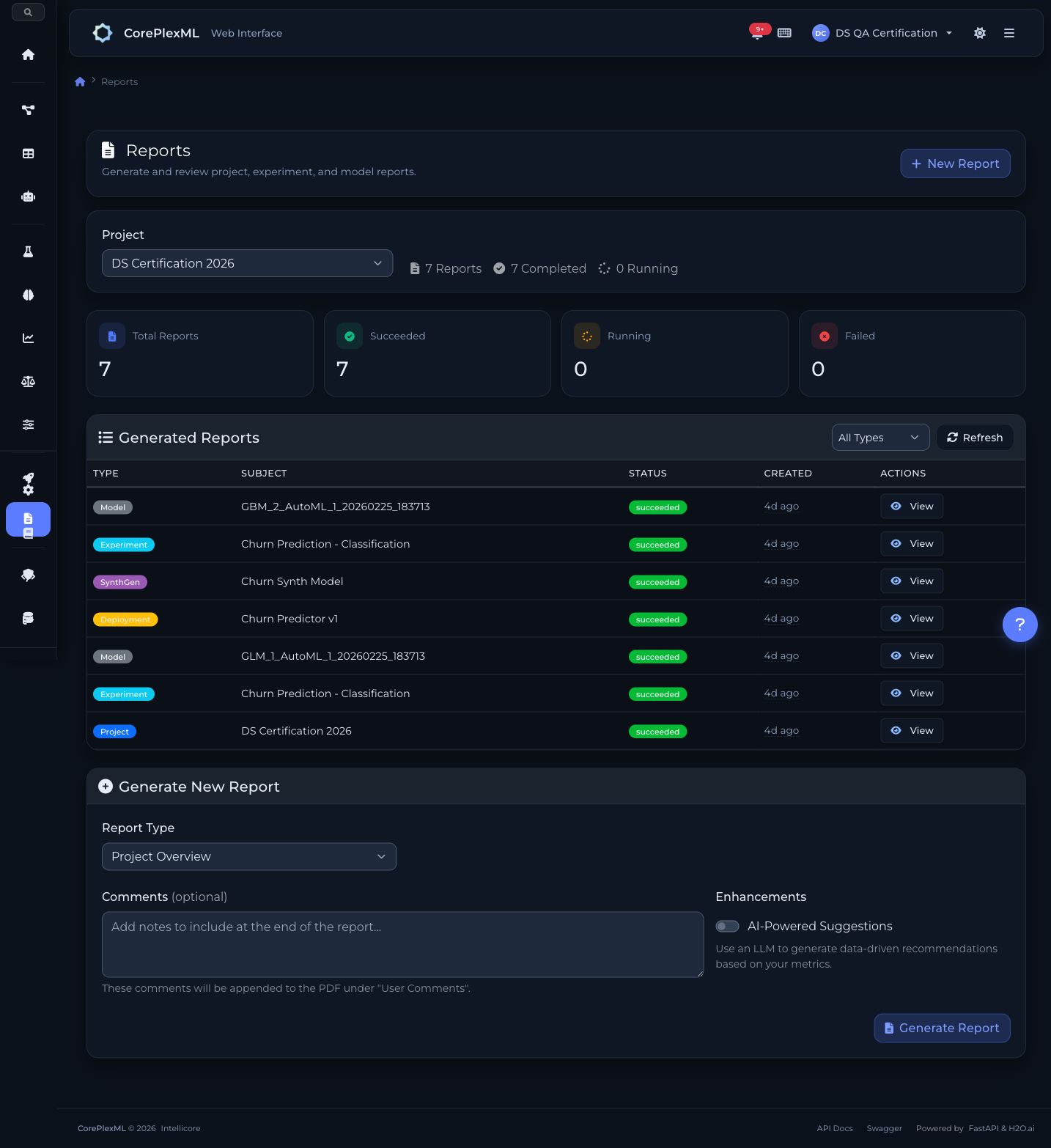 Automated PDF reports with 7 report types and visualizations